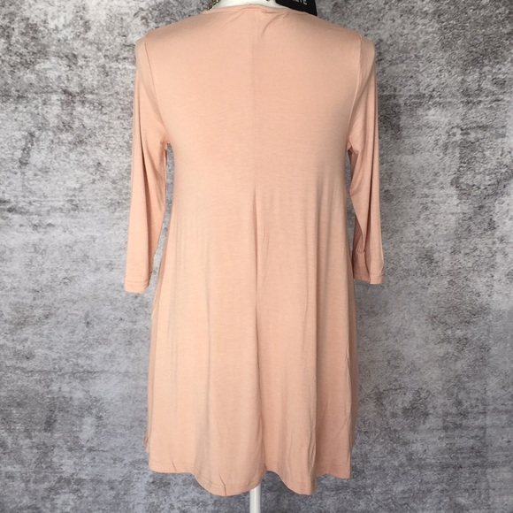Blush Tunic Dress 3/4 Sleeve w/Pockets - Picture 4 of 6